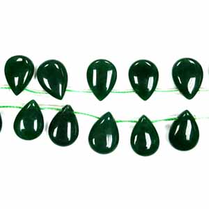 DYED JADE PEAR 13X18MM SIDE DRILL GREEN